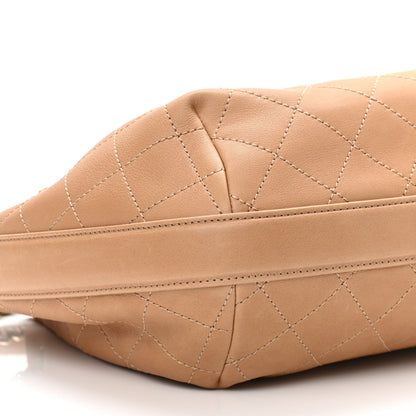 Chanel Calfskin Stitched Medium Drawstring CC Bag Beige 9 of 10