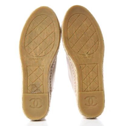 Chanel Grained Calfskin CC Espadrilles 35 Beige Black 5 of 9