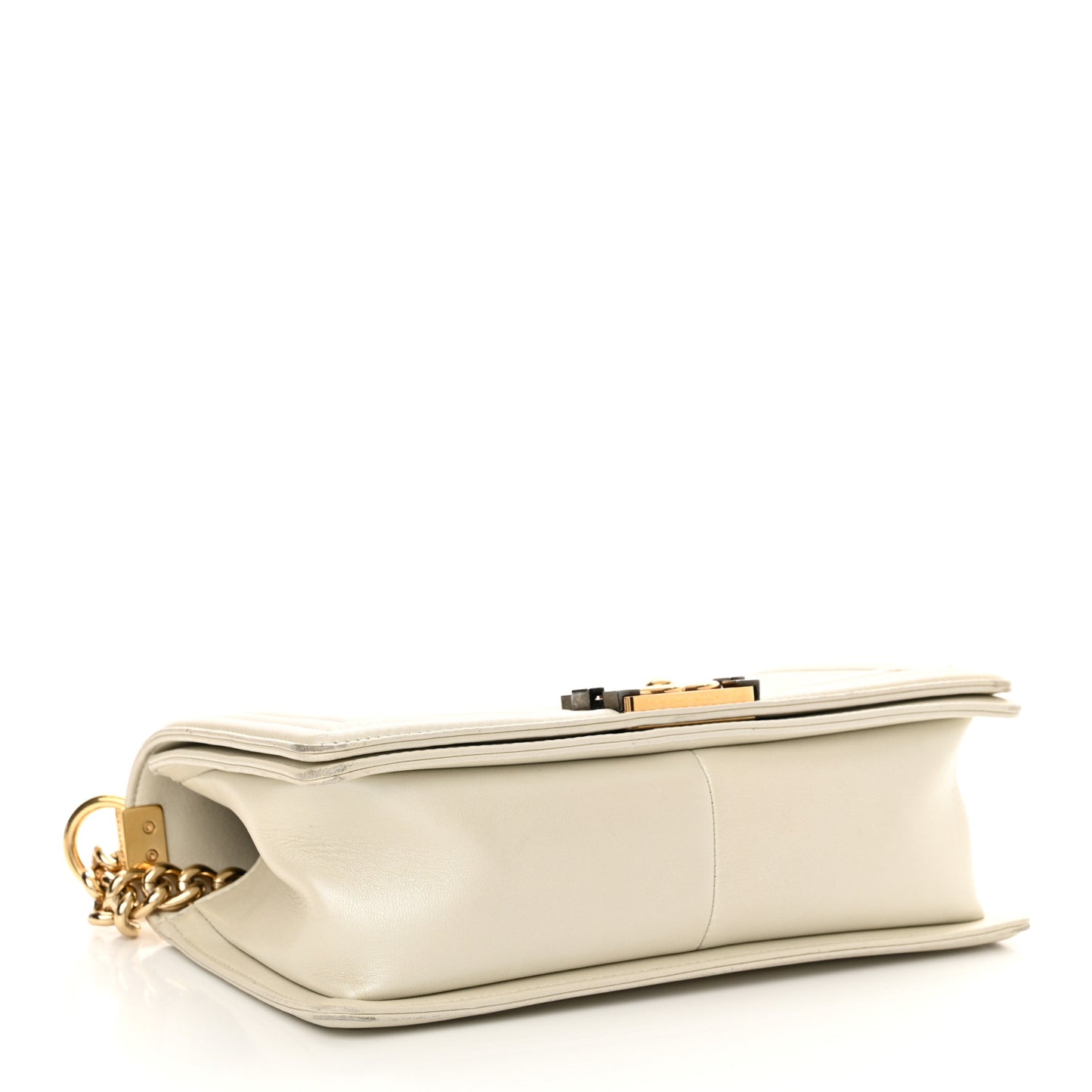 Lambskin Embossed Medium Boy Cube Flap White