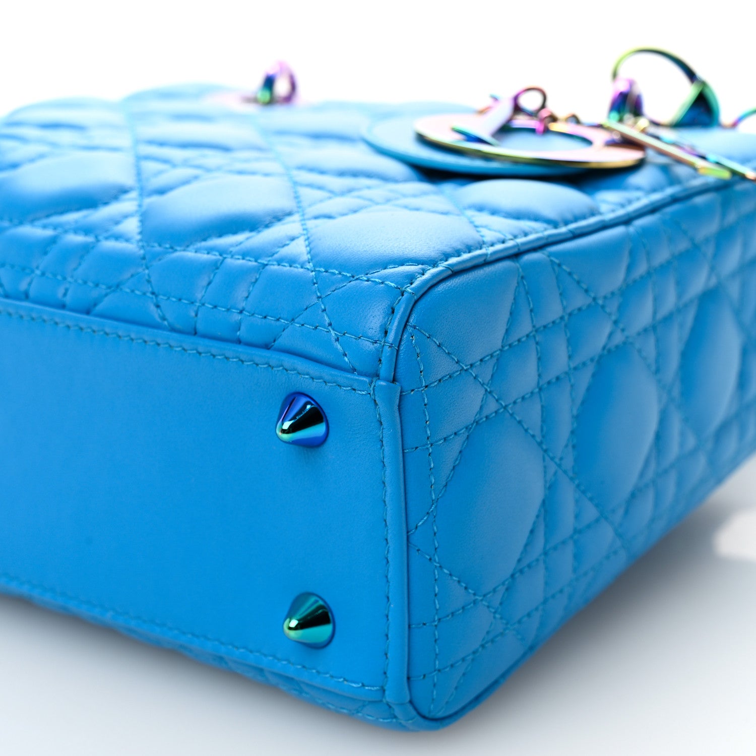 Christian Dior Lambskin Cannage Small Lady Dior Bright Blue 10 of 11