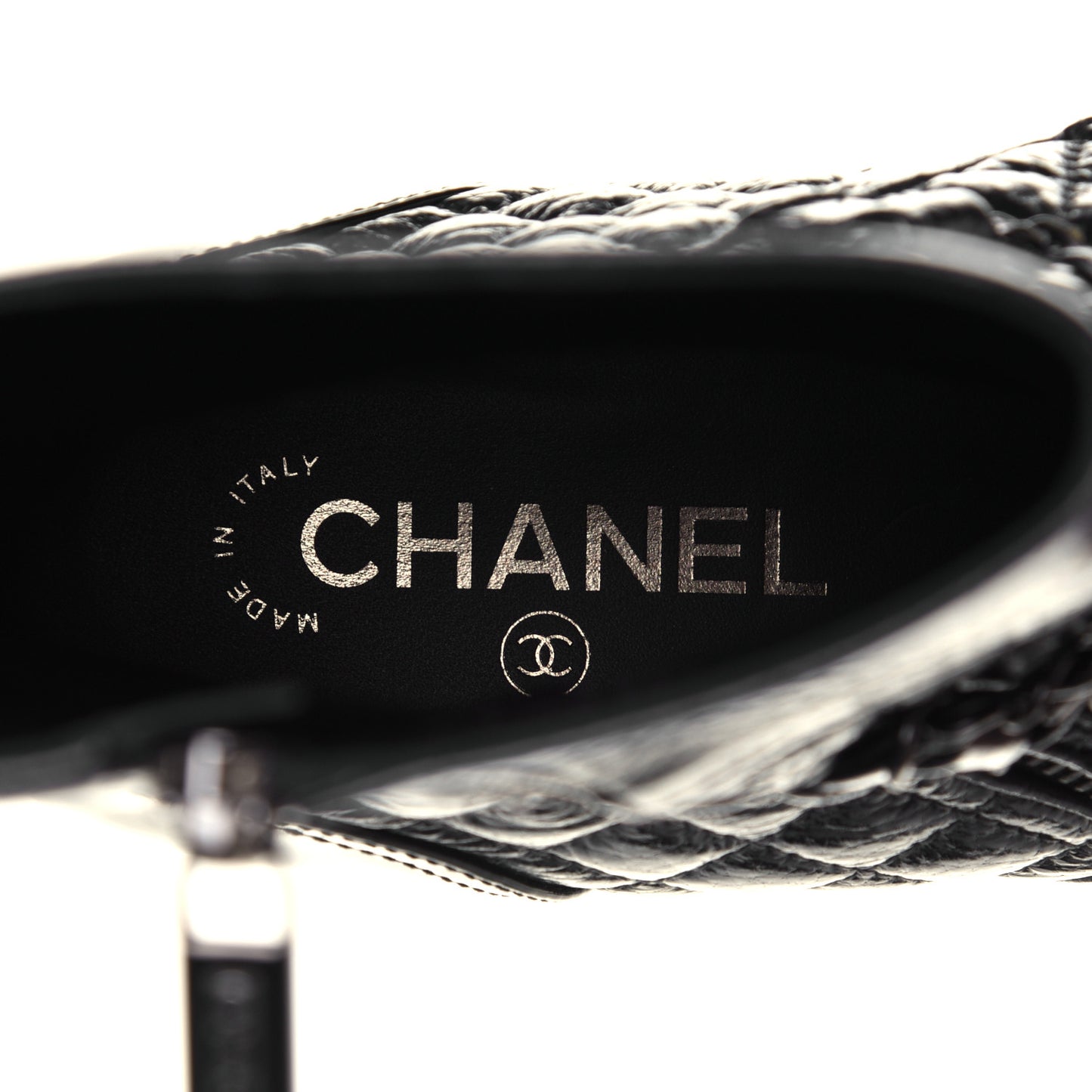 Glazed Deerskin Grosgrain Quilted Cap Toe Chain Boots 38.5 Grey Black