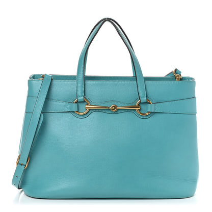 Gucci Textured Calfskin Medium Bright Bit Tote Blue 1 of 10