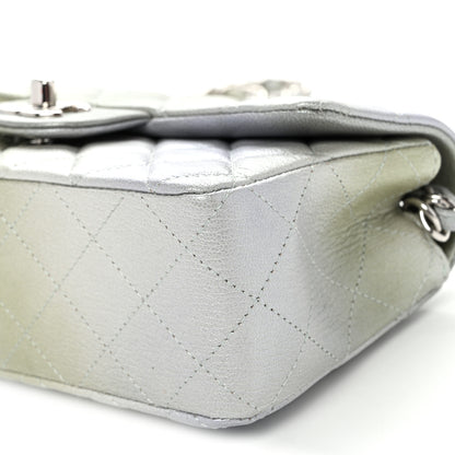 Chanel Metallic Goatskin Quilted Ombre Mini Rectangular Flap Grey Green 10 of 10