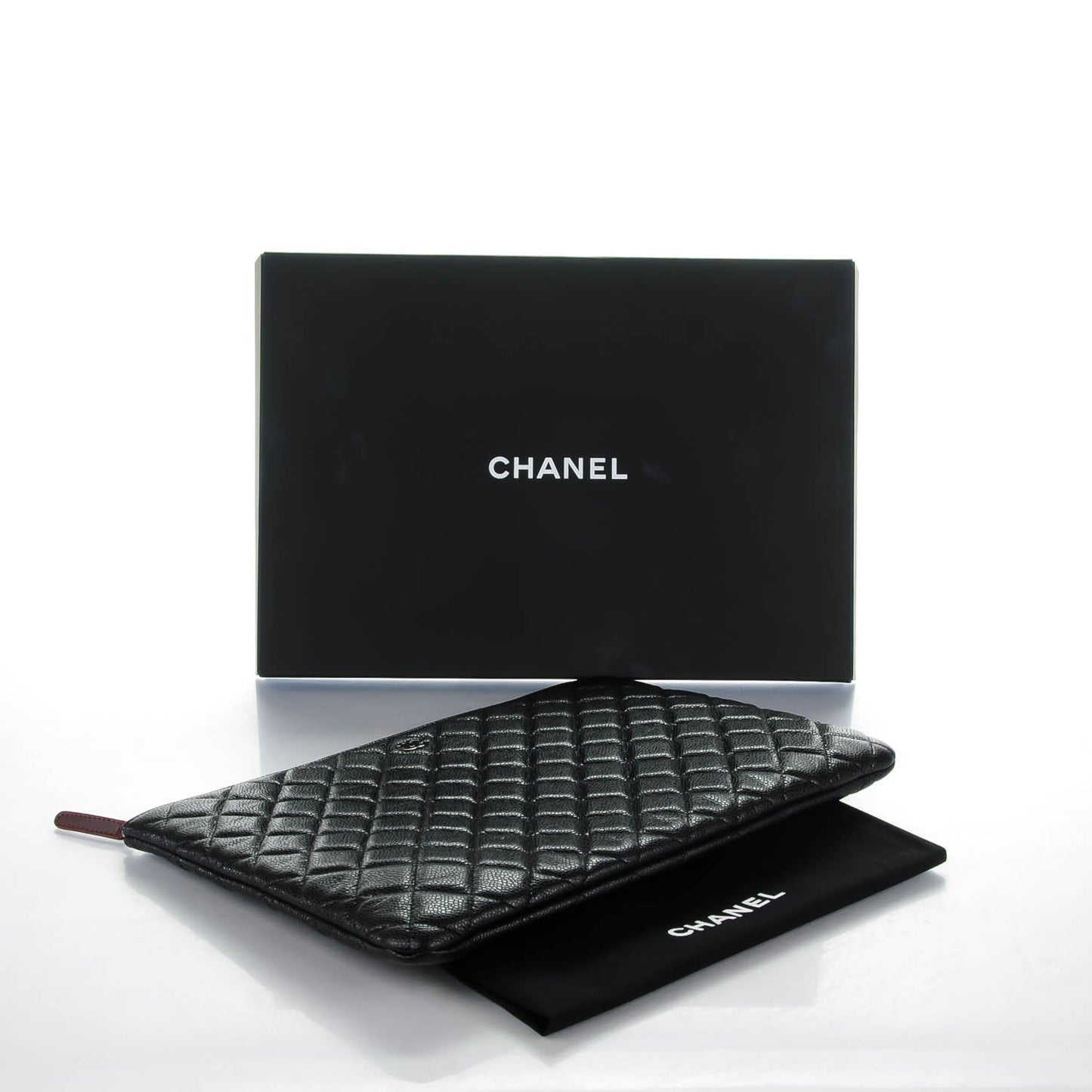 Caviar Quilted Large Cosmetic Case Black