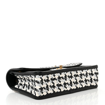 Chanel Metallic Lambskin Viscose Woven Flap Silver Black 4 of 11