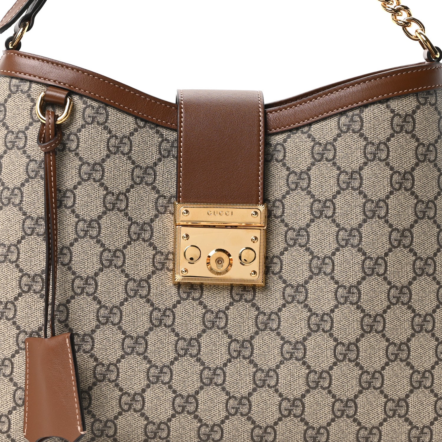 Gucci GG Supreme Monogram Medium Padlock Shoulder Bag Beige Ebony Brown Sugar 7 of 9