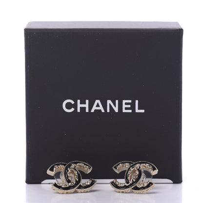 Chanel Enamel CC Baroque Earrings Black Gold 5 of 5
