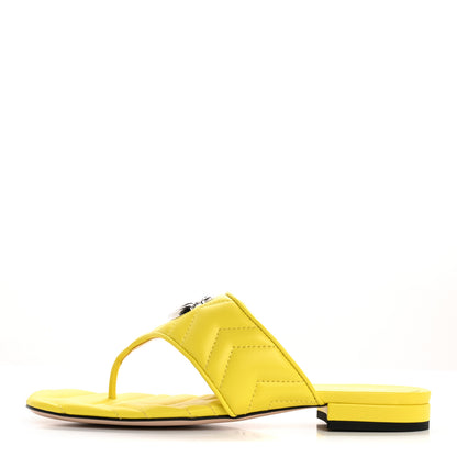 Gucci Nappa Charlotte Double G Marmont Thong Sandals 37.5 Acid Lime 1 of 10