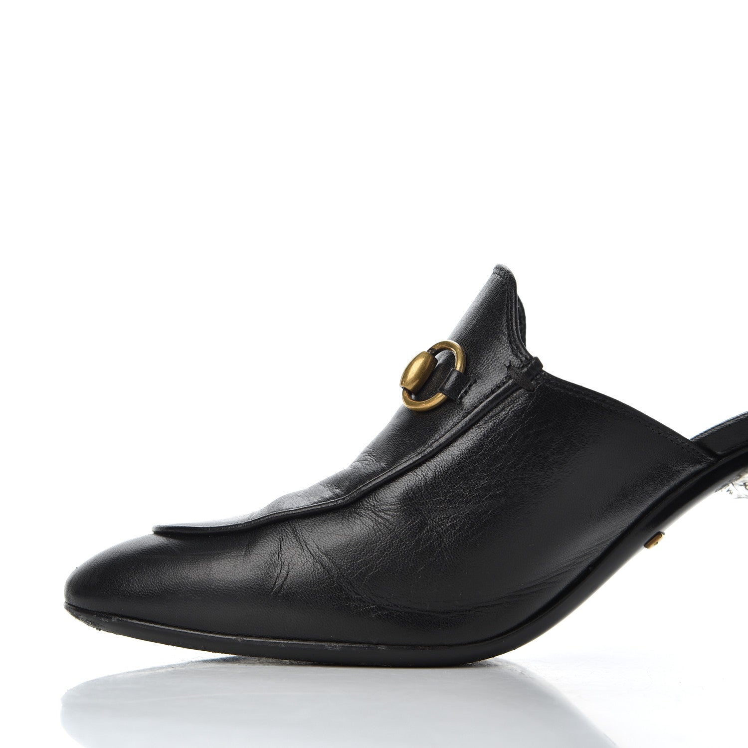Gucci Malaga Kid Horsebit Princetown Mid Heel Mules 36.5 Black 11 of 21