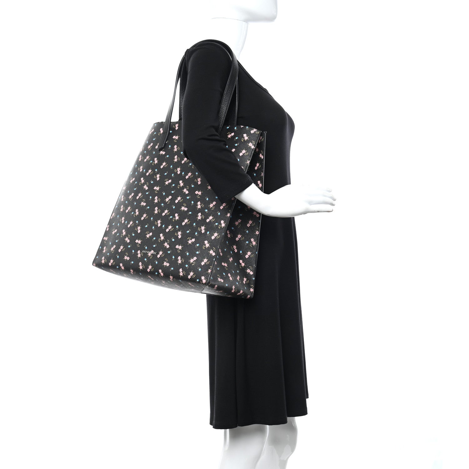 Givenchy Coated Canvas Hibiscus Print Medium Stargate Shopper Tote Black Multicolor 3 of 5