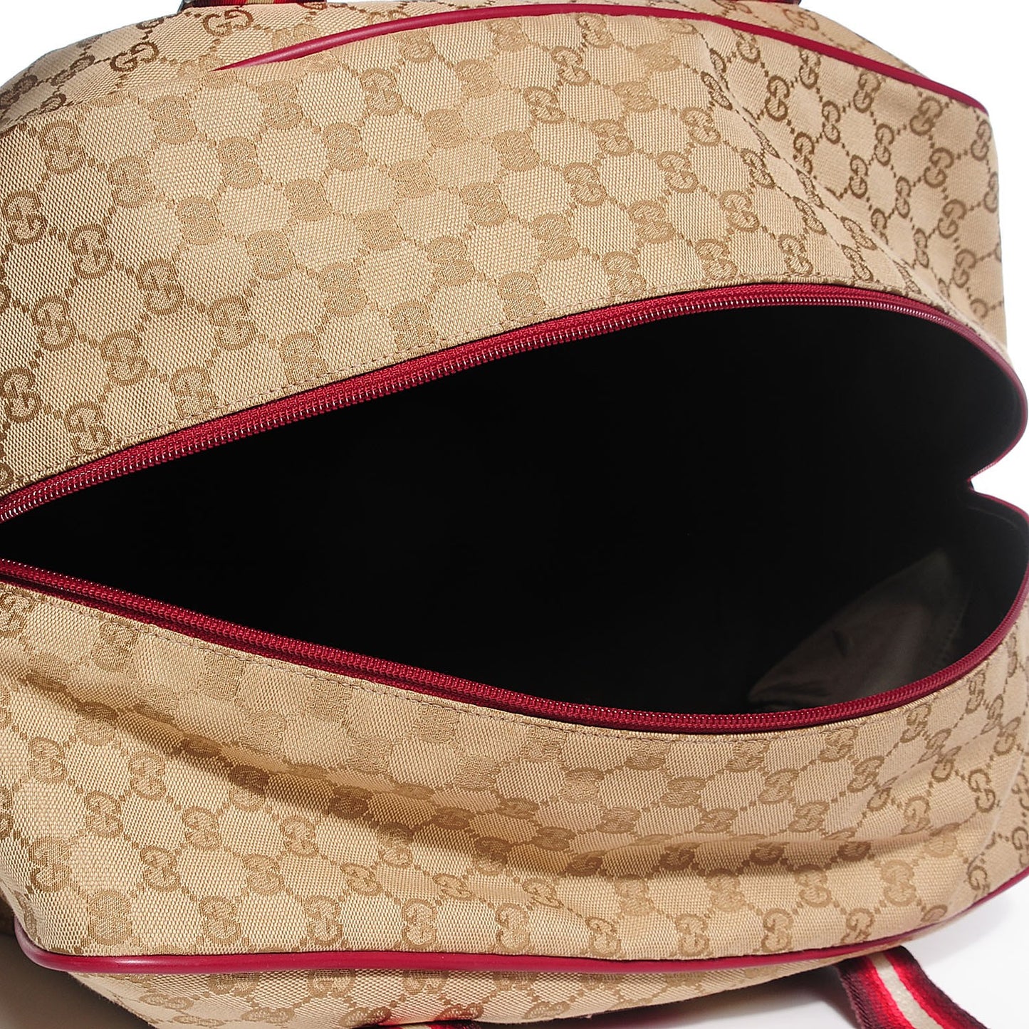 GG Monogram Web Medium Collapsable Carry On Duffle Beige Red