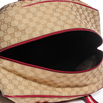 Gucci GG Monogram Web Medium Collapsable Carry On Duffle Beige Red 5 of 9
