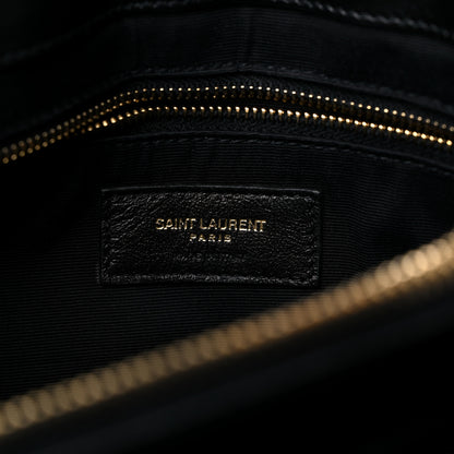 Saint Laurent Canvas Bandana Medium Loulou Chain Satchel Black White 7 of 9