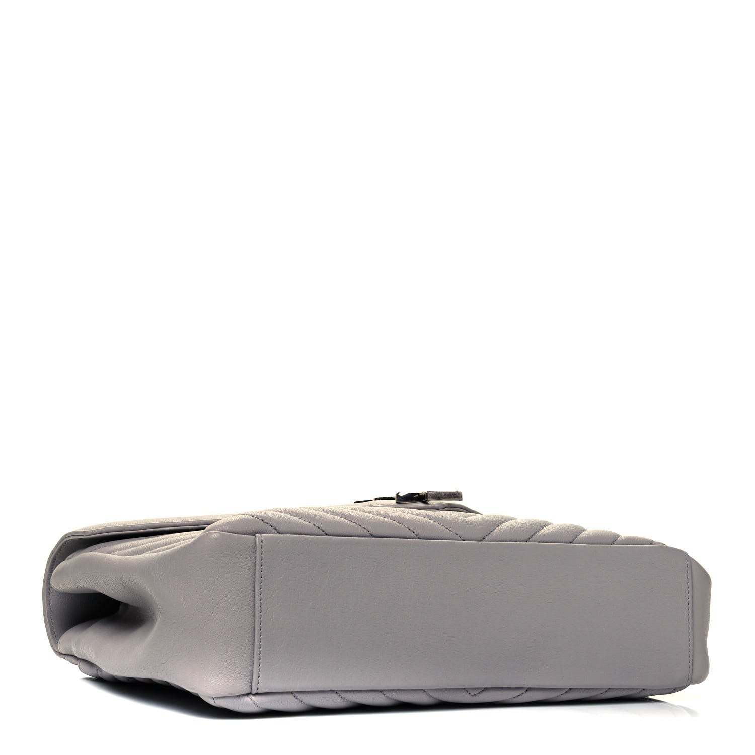 Saint Laurent Sheepskin Matelasse Chevron Monogram Large College Satchel Light Grey 4 of 9