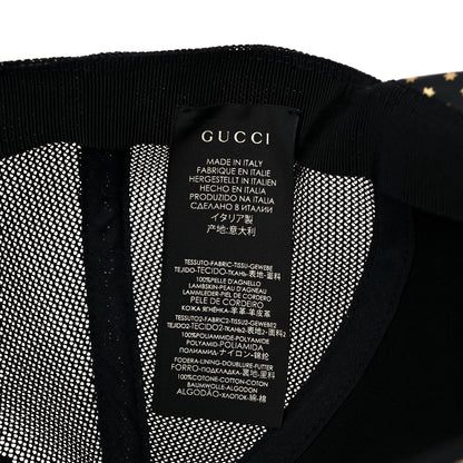 Gucci X SEGA Calfskin GUCCY Stars Baseball Hat L Black Gold 8 of 8