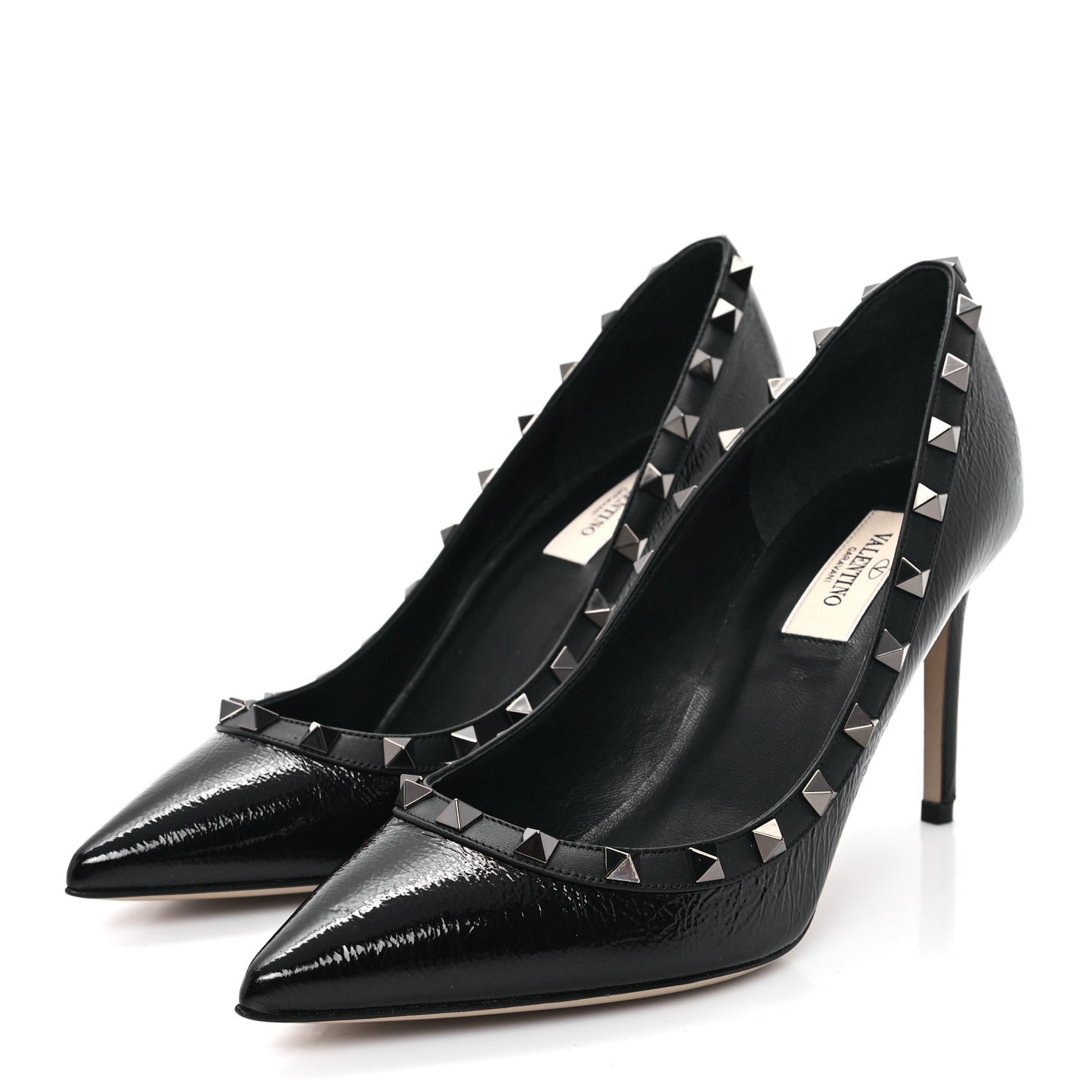 Patent Calfskin Rockstud 100mm Pumps 38.5 Black