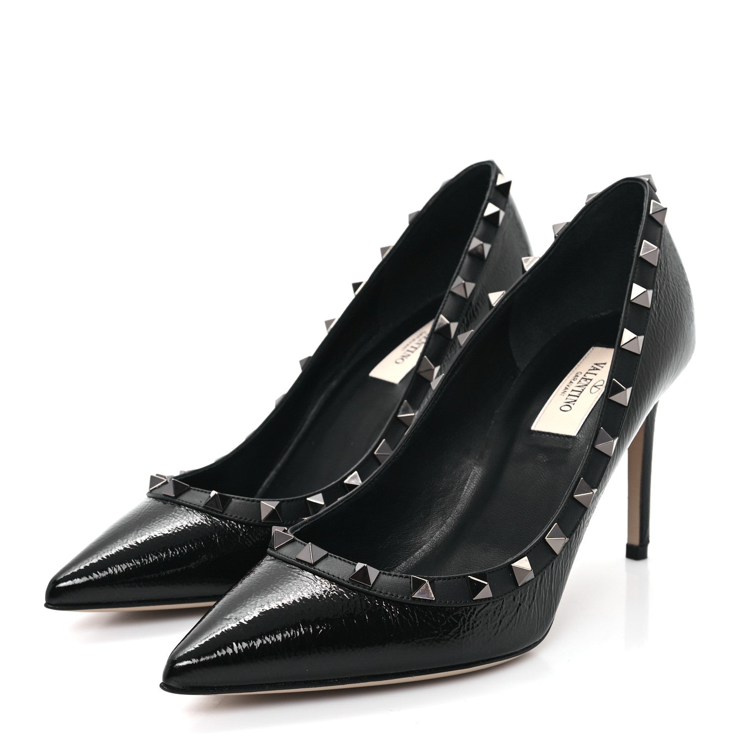 Valentino Garavani Patent Calfskin Rockstud 100mm Pumps 38.5 Black 4 of 10