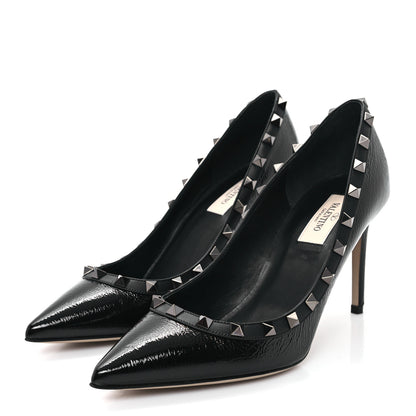 Valentino Garavani Patent Calfskin Rockstud 100mm Pumps 38.5 Black 4 of 10