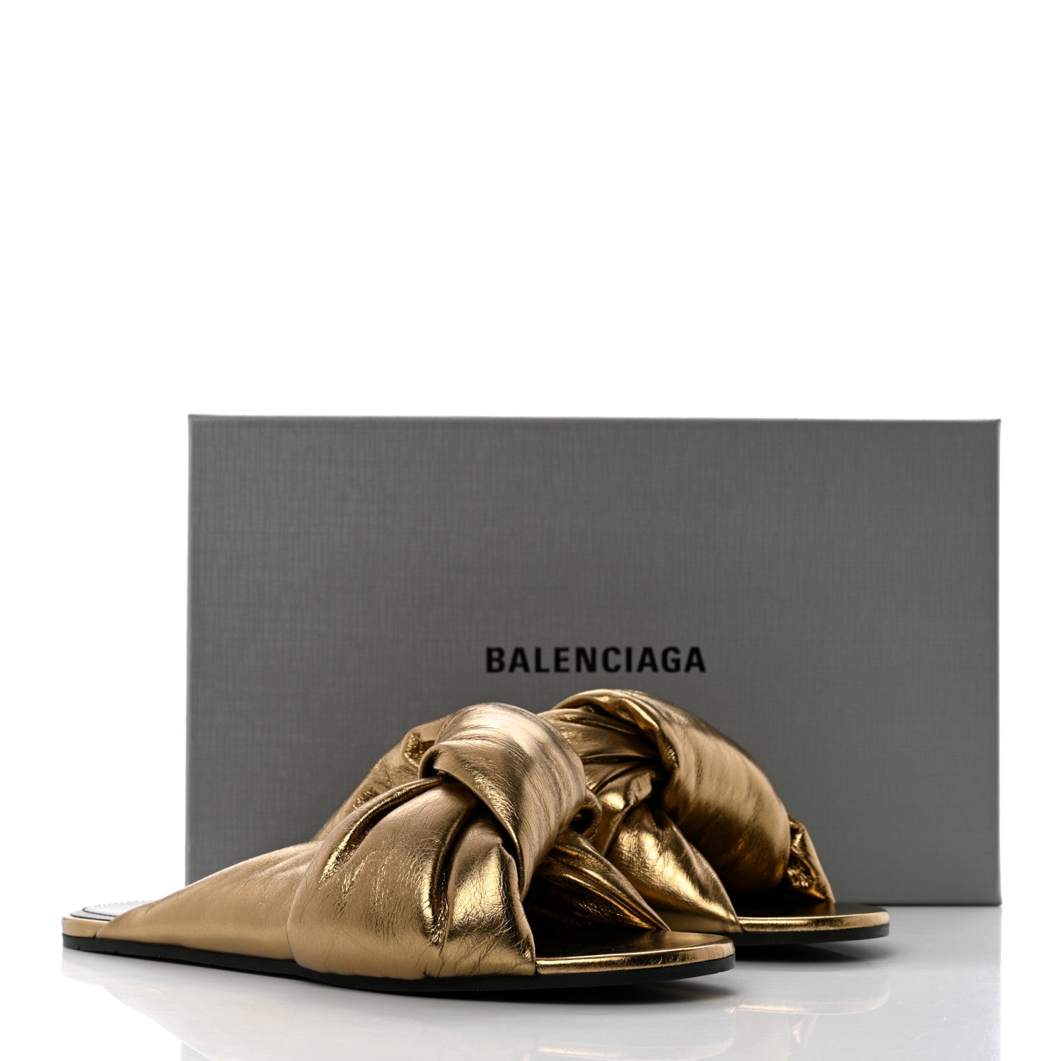 Balenciaga Metallic Lambskin Drapy Slide Sandals 39.5 Gold 8 of 8