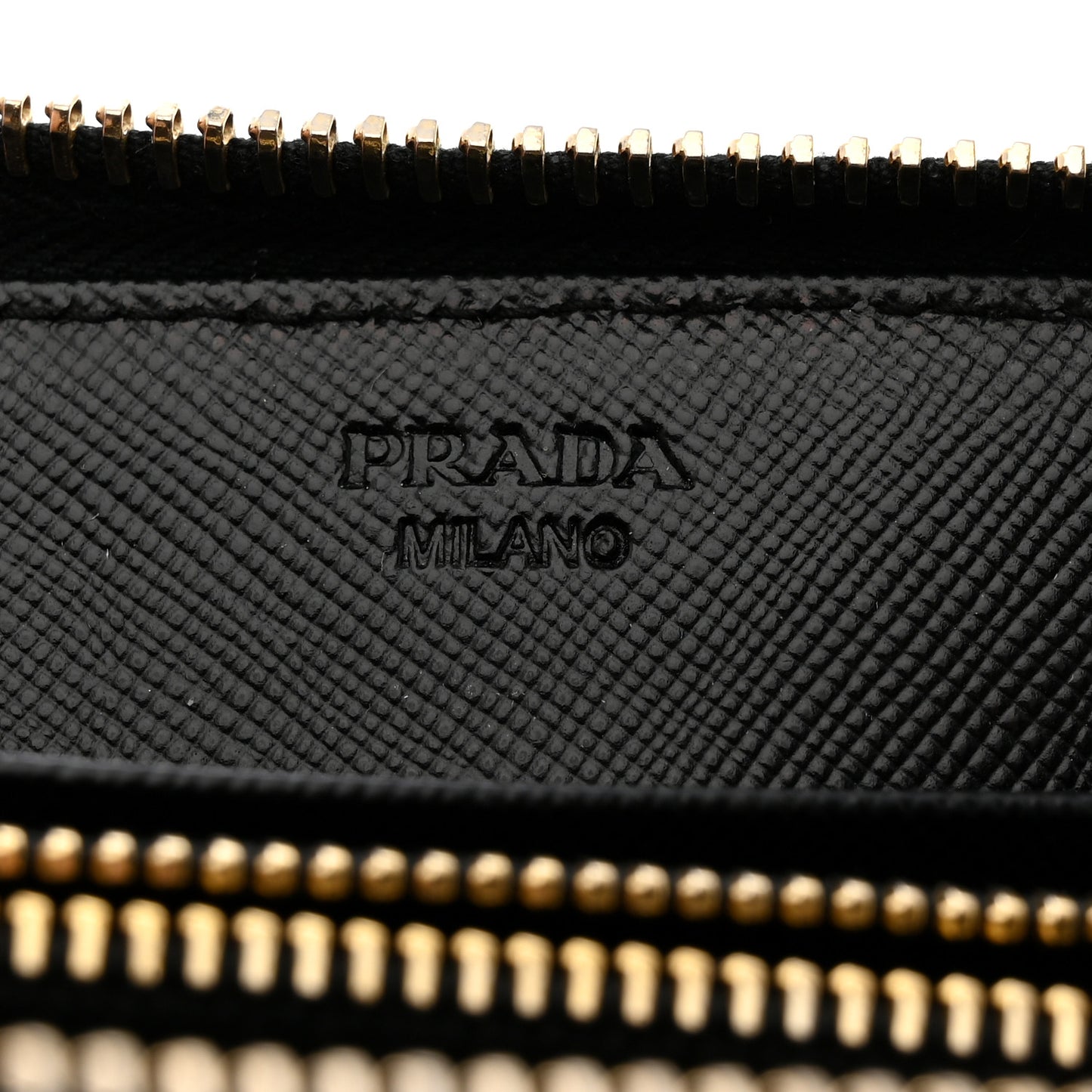 Saffiano Metal Zip Around Wallet Black