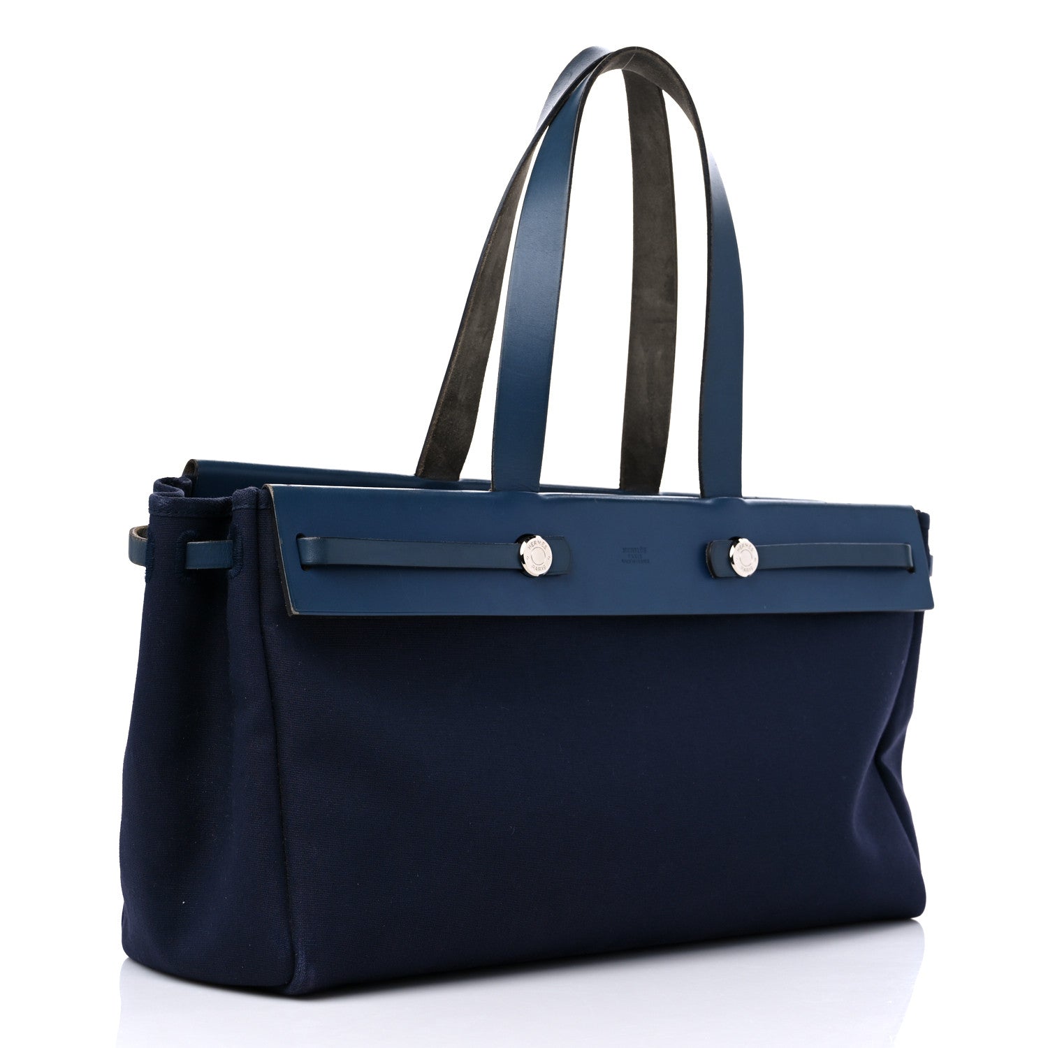 Hermes Toile Vache Hunter Herbag Cabas MM Bleu Marine 4 of 19