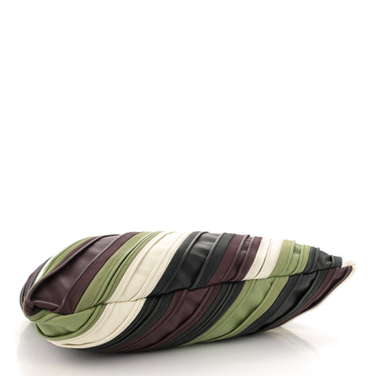 Bottega Veneta Calfskin Suede Striped Large Hop Black Matcha Leaf Jam White 4 of 12