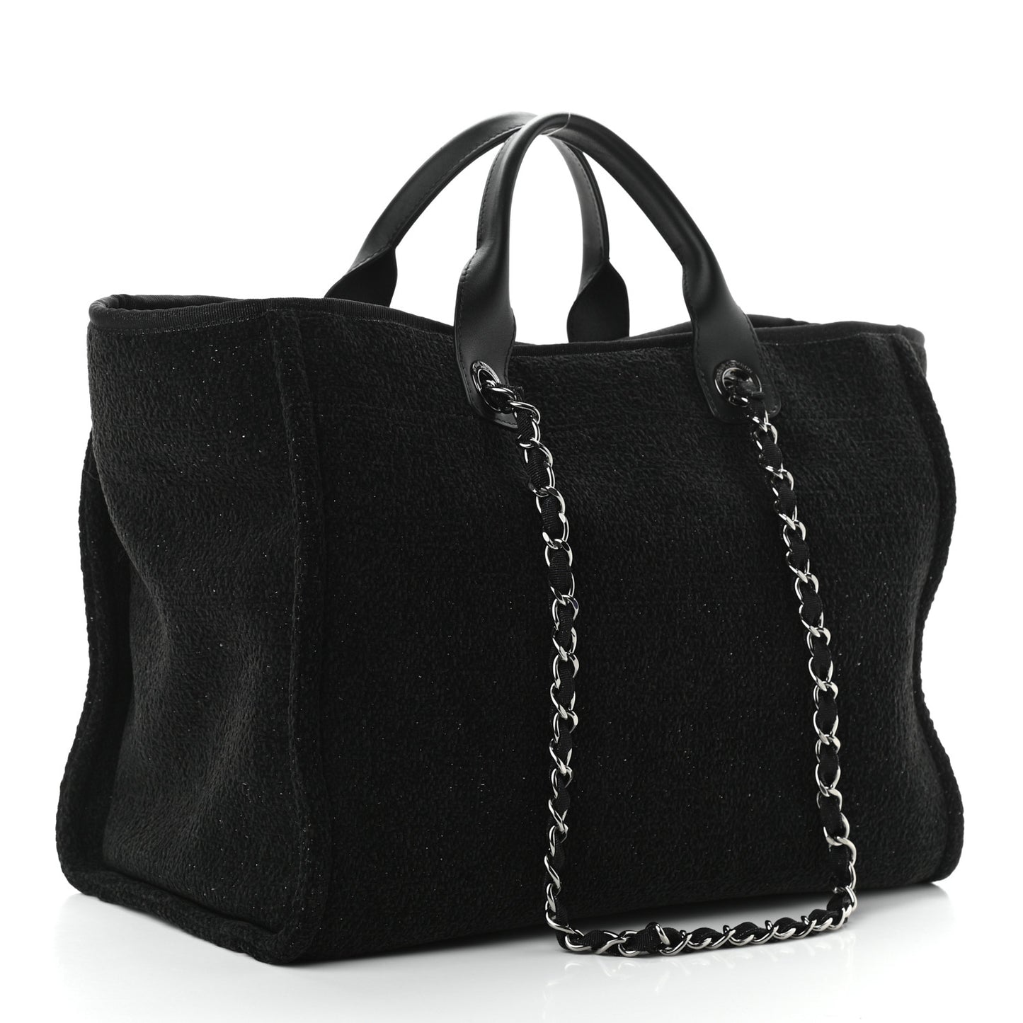 Lurex Boucle Medium Deauville Tote Black