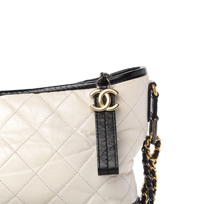 Chanel Aged Calfskin Quilted Medium Gabrielle Hobo Black White 10 of 10