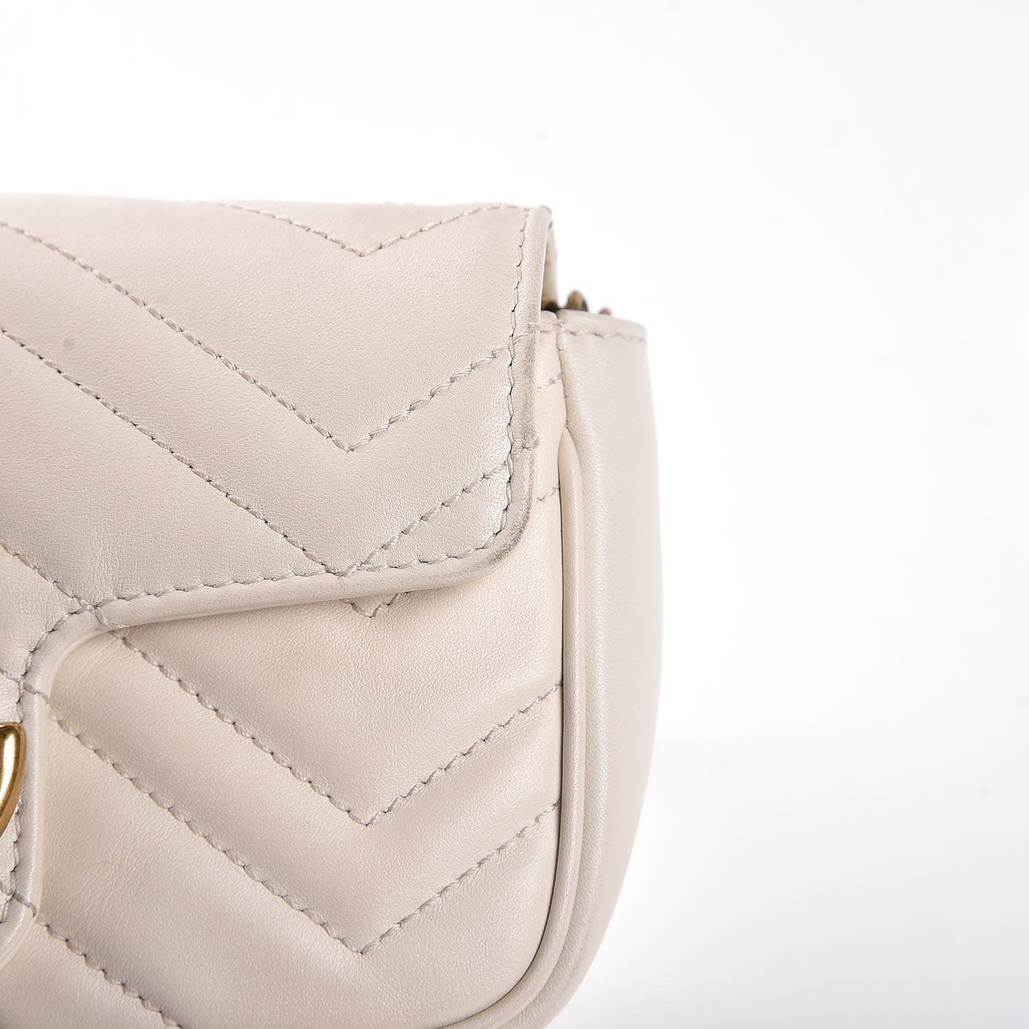 Gucci Calfskin Matelasse Super Mini GG Marmont Shoulder Bag White 8 of 9