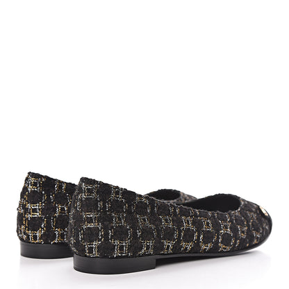 Chanel Tweed Cap Toe Ballerina Flats 36 Black 4 of 8