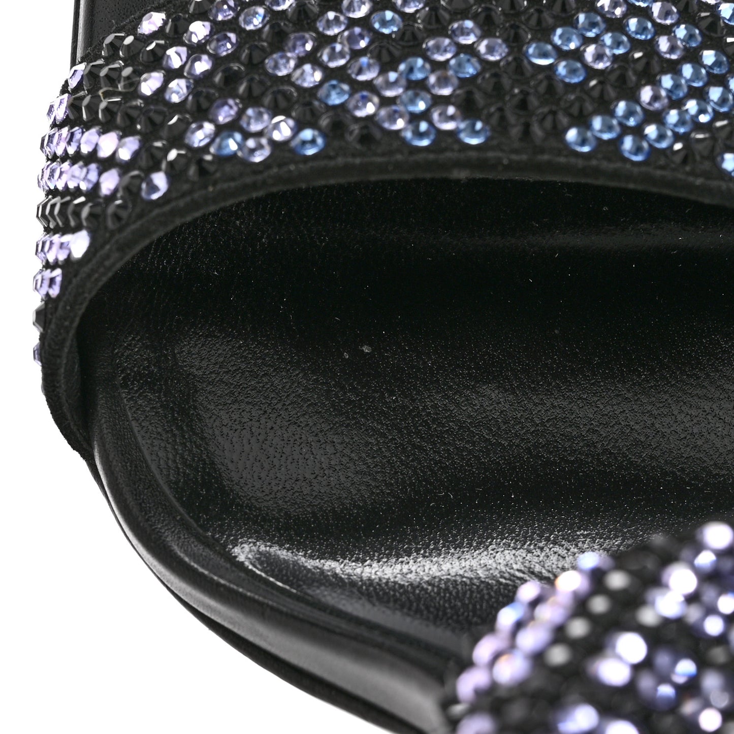 X FENDI Calfskin Crystal Fendace FF Medusa High Heel Mule Sandals 36 Black Multicolor