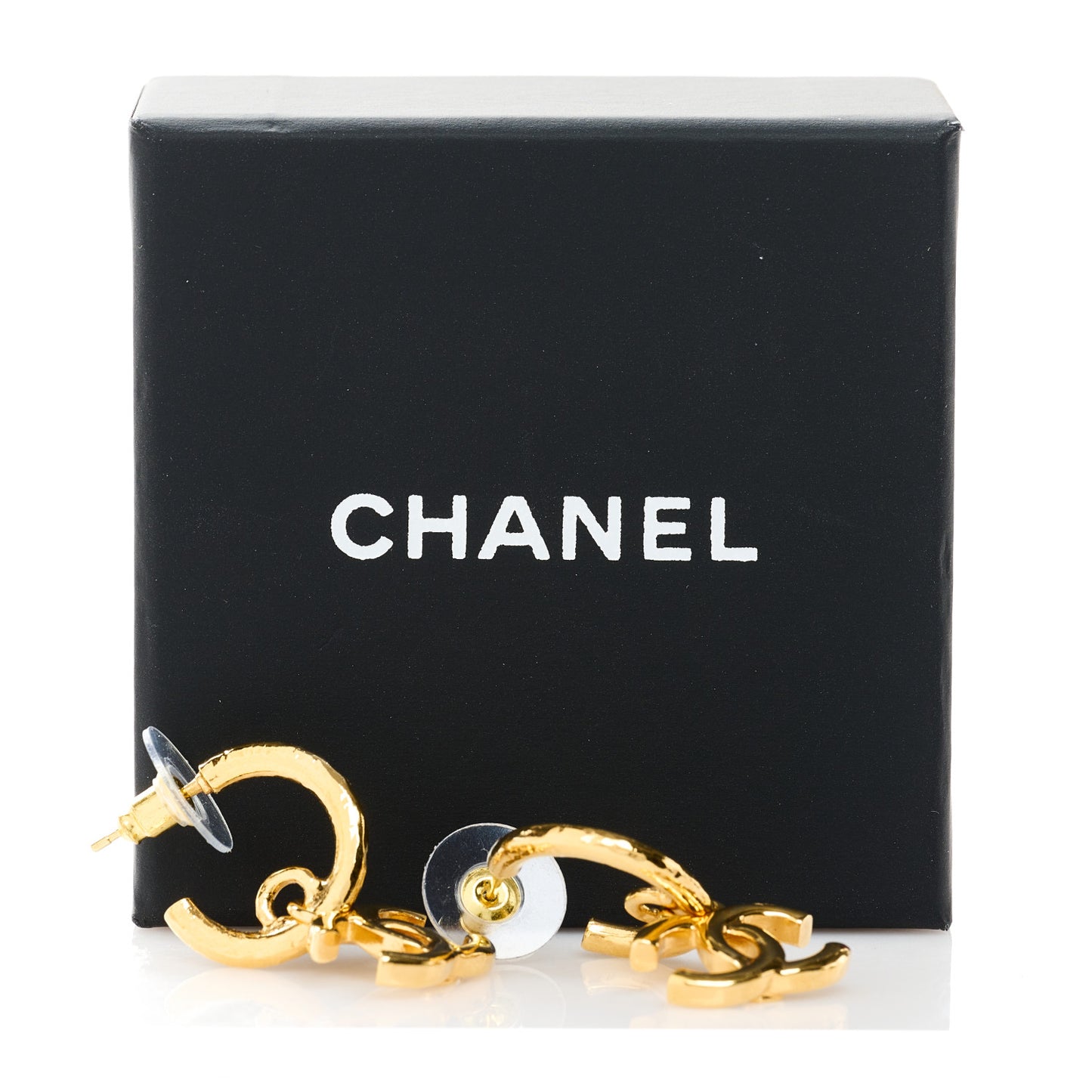 CC Hoop Drop Earrings Gold