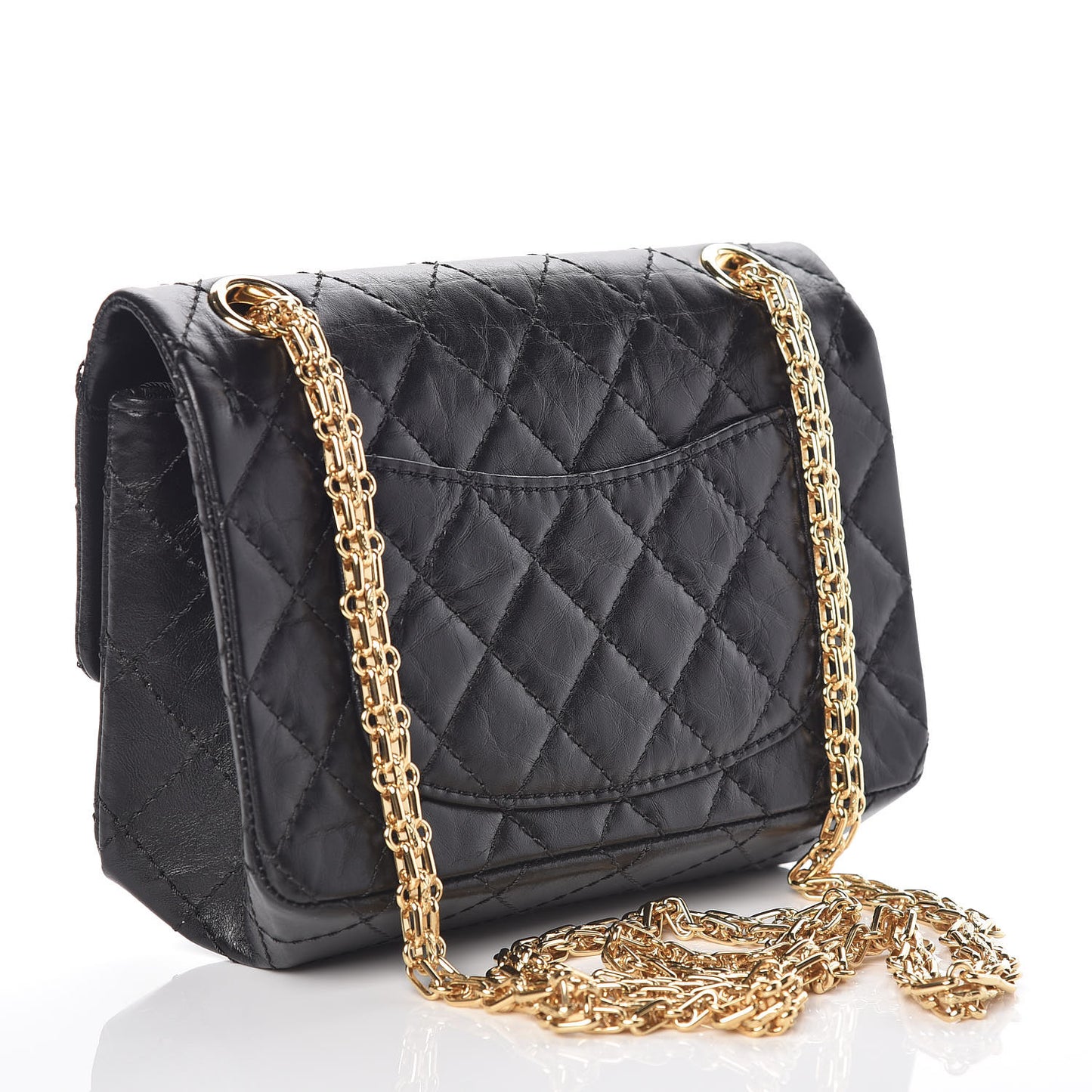 Aged Calfskin Quilted 2.55 Reissue Mini Flap Black