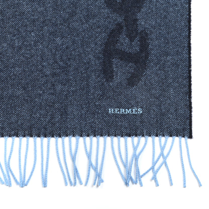 Hermes Cashmere Crazy Chain Muffler Marine Ciel 4 of 4