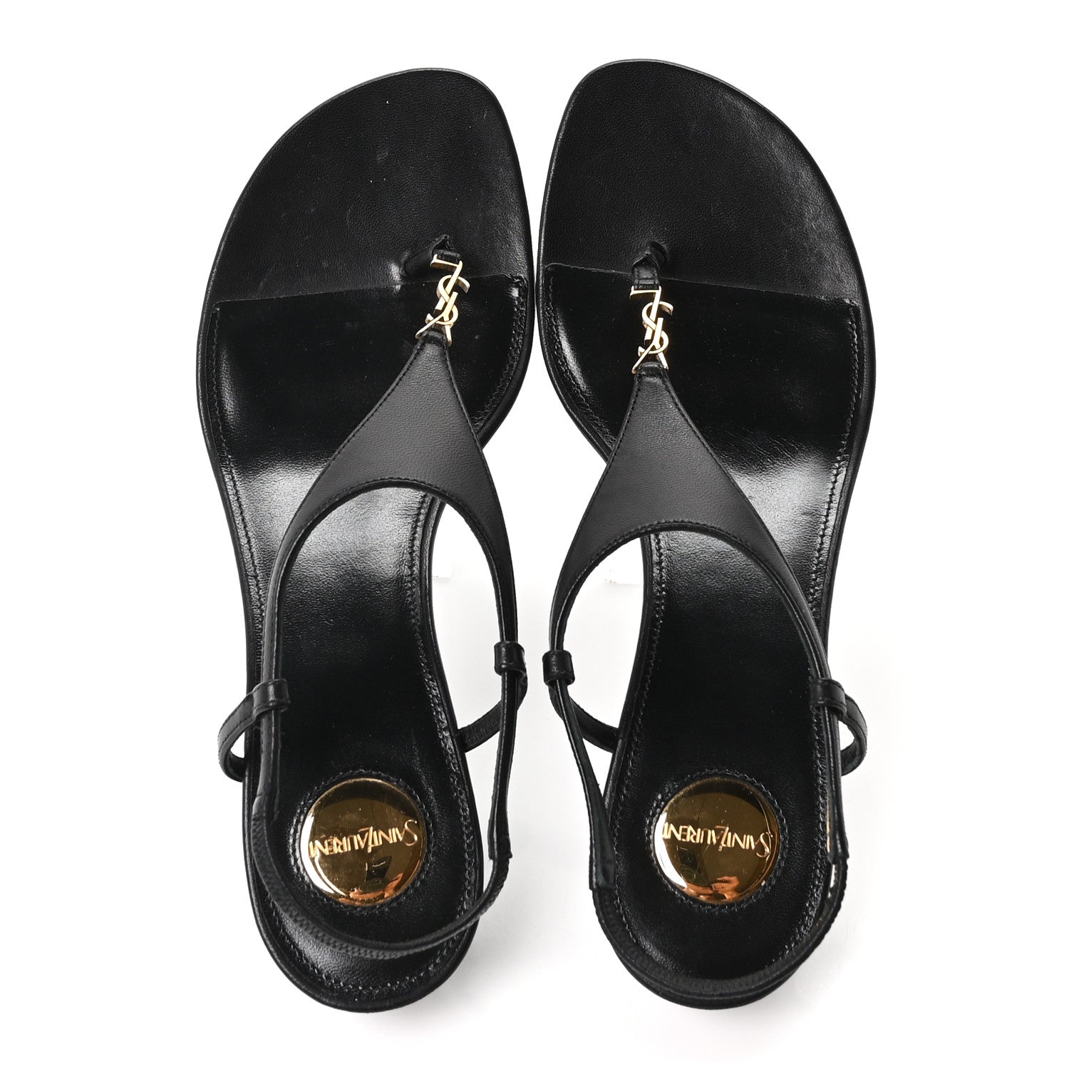 Saint Laurent Nappa Cassandra Monogram Bridget 40 Wedge Sandals 37.5 Black 4 of 18