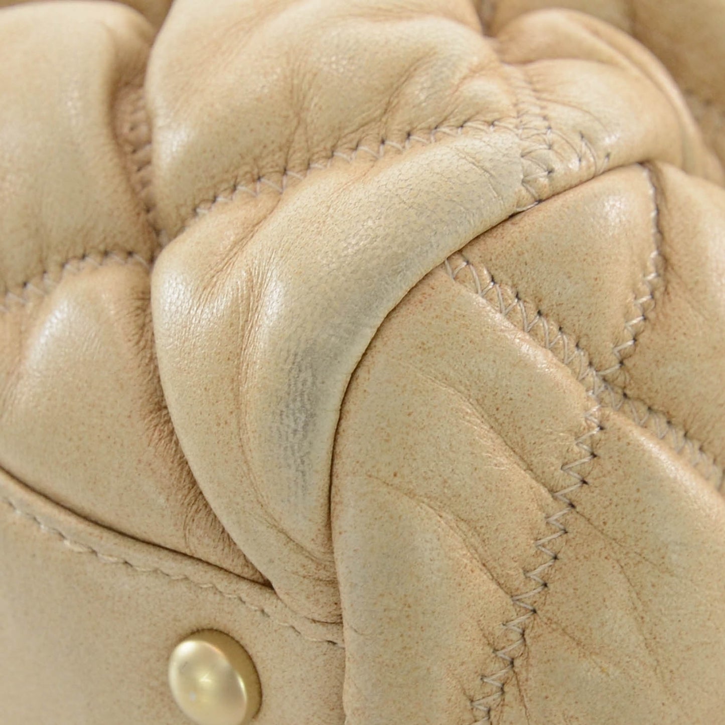 Lambskin Bubble Quilt Bowler Beige