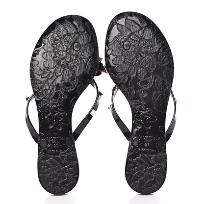 Valentino Garavani PVC Jelly Rockstud Bow Thong Sandals 37 Black 5 of 8