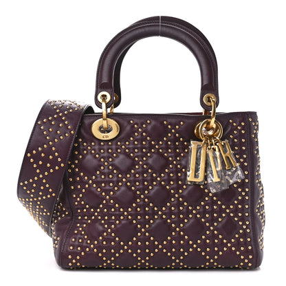 Christian Dior Calfskin Cannage Studded Medium Supple Lady Dior Deep Amaranth 1 of 10