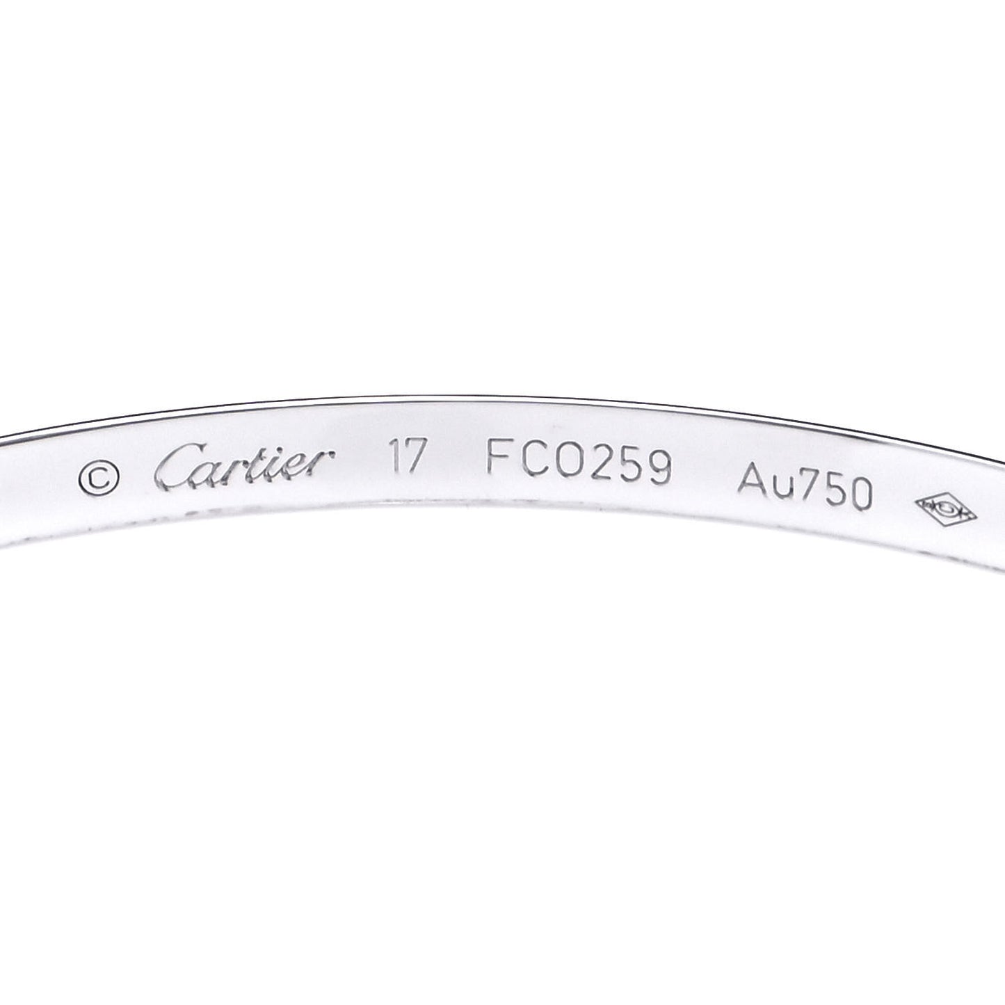 18K White Gold Small LOVE Bracelet 17