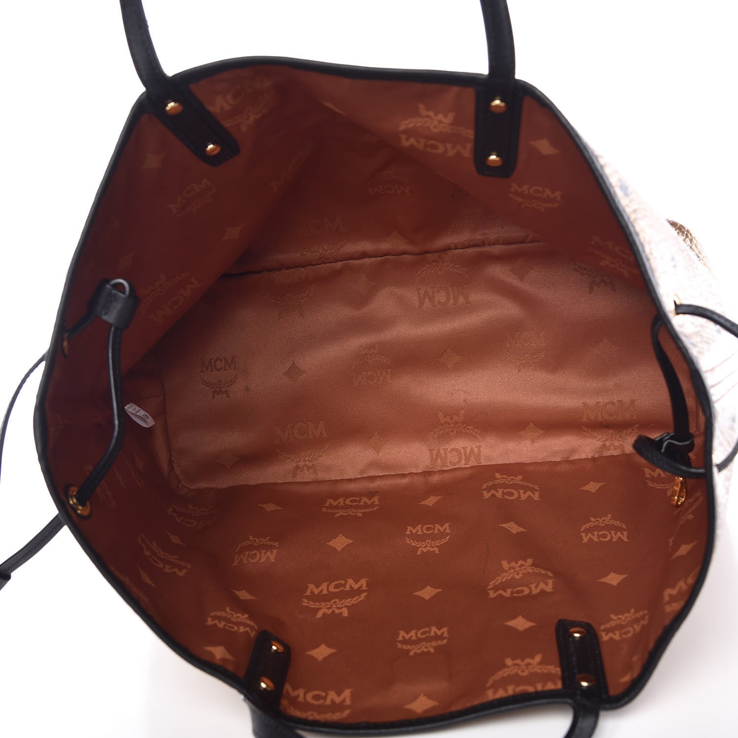 MCM Metallic Visetos Medium Shopper Tote Gold 5 of 14