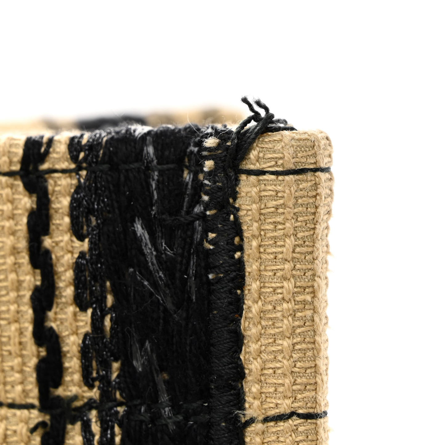 Canvas Embroidered Medium Bayadere Book Tote Black Beige