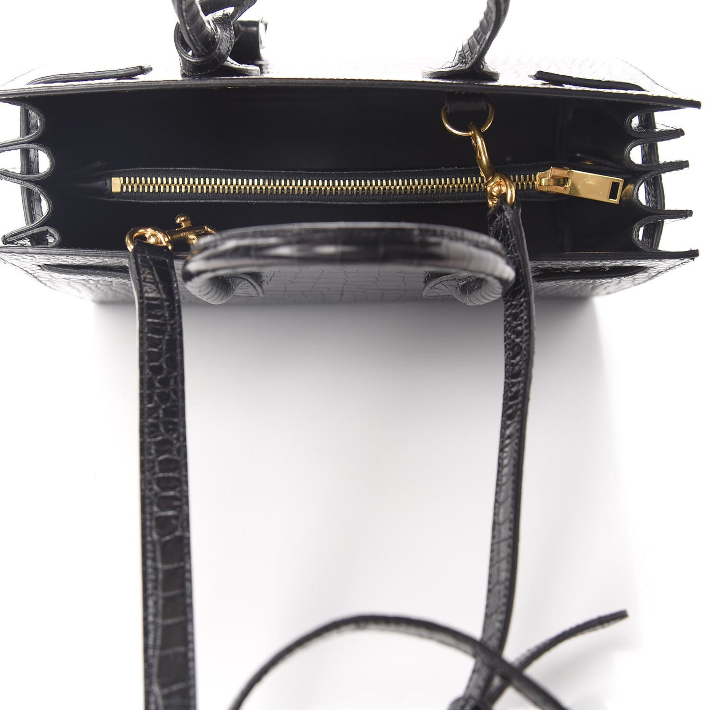 Calfskin Crocodile Embossed Baby Sac De Jour Black