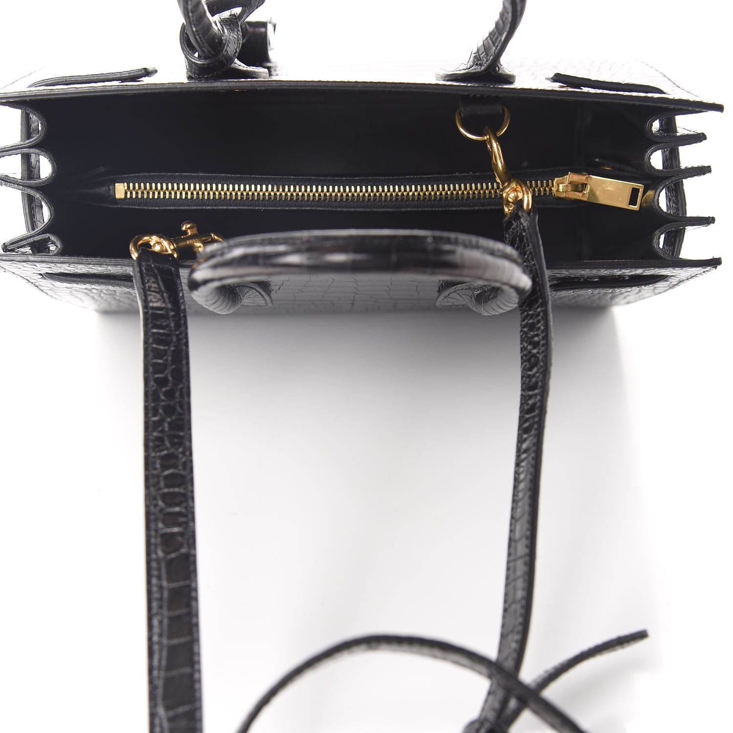 Saint Laurent Calfskin Crocodile Embossed Baby Sac De Jour Black 5 of 9