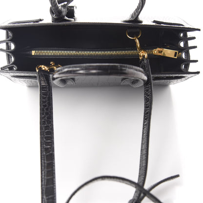 Saint Laurent Calfskin Crocodile Embossed Baby Sac De Jour Black 5 of 9