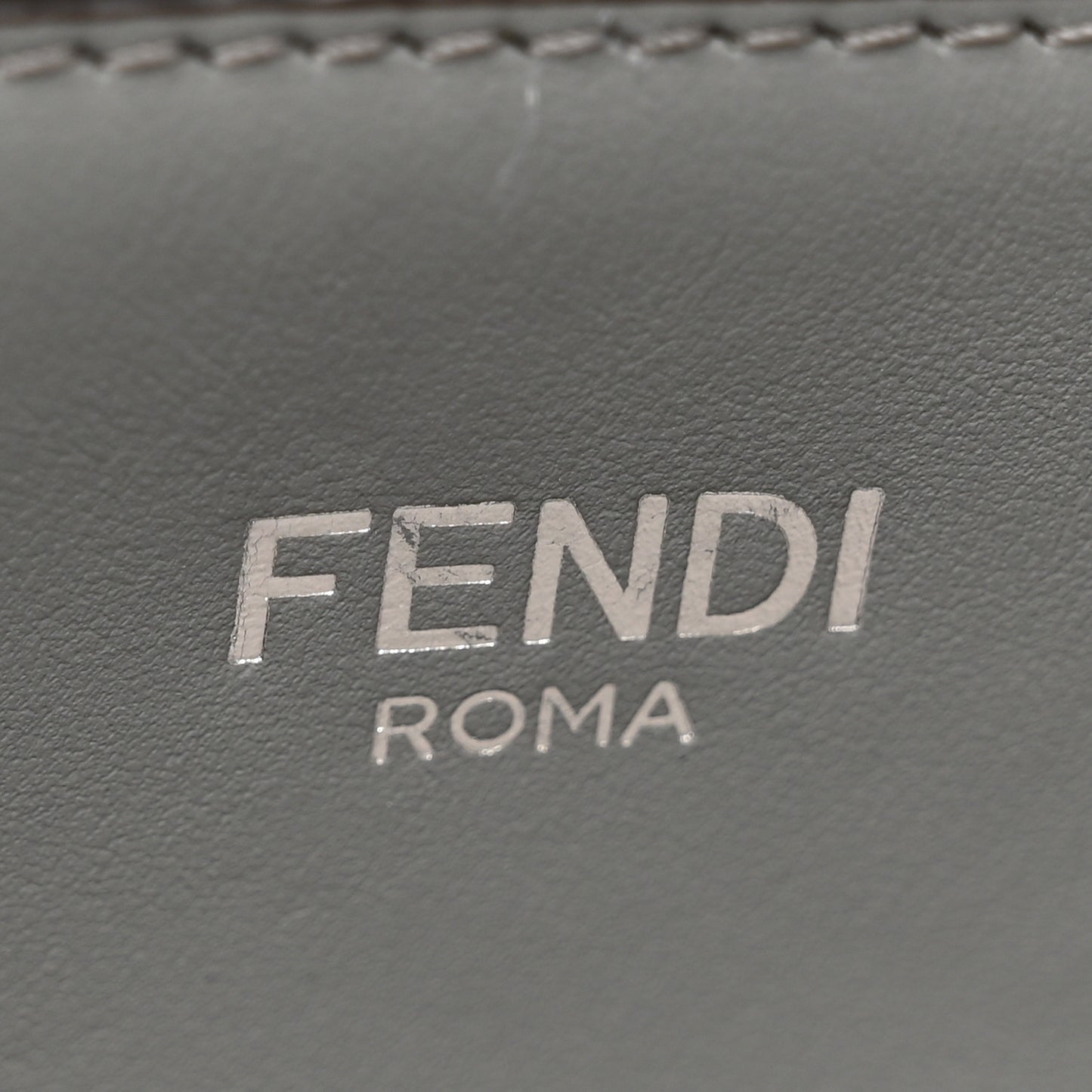 Cuoio Romano Vitello Cover Glazed Fabric Bi-Color FF 1974 Mini Peekaboo I SEE U Satchel Grigio Chiaro Ghiaia