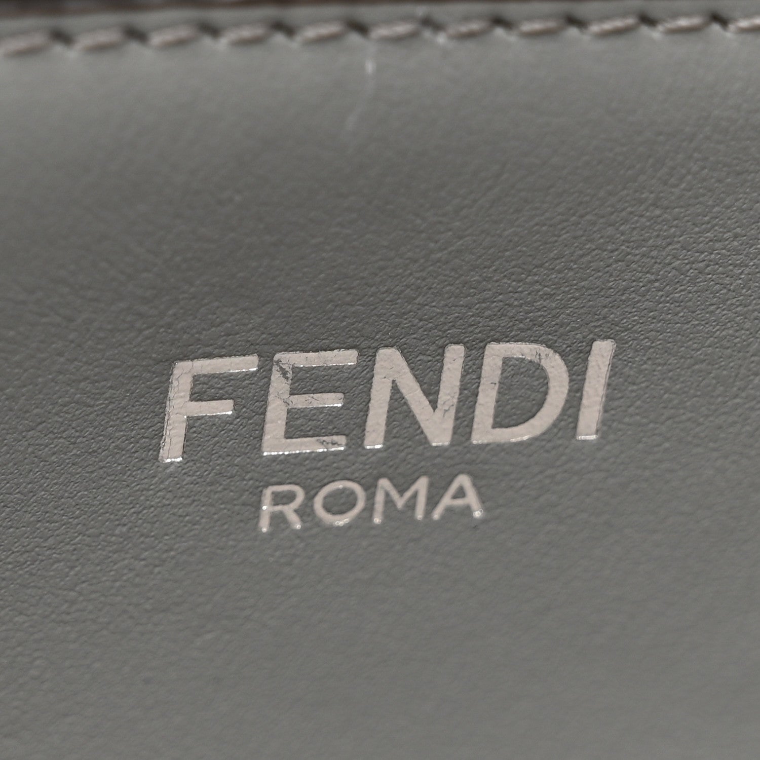 Fendi Cuoio Romano Vitello Cover Glazed Fabric Bi-Color FF 1974 Mini Peekaboo I SEE U Satchel Grigio Chiaro Ghiaia 7 of 14