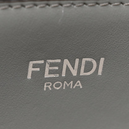 Fendi Cuoio Romano Vitello Cover Glazed Fabric Bi-Color FF 1974 Mini Peekaboo I SEE U Satchel Grigio Chiaro Ghiaia 7 of 14