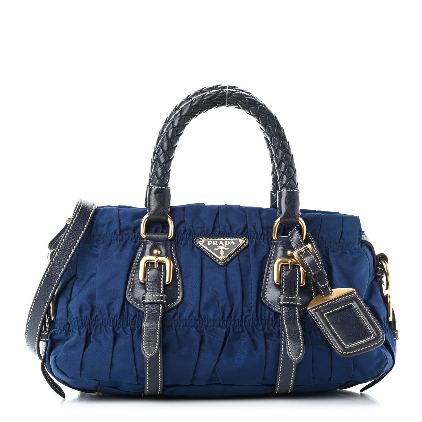 Tessuto Nylon Gaufre Shopping Satchel Bleuette