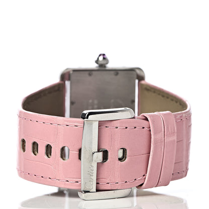 Cartier Stainless Steel Crocodile Mother of Pearl 38mm Tank Divan Quartz Watch Pink 4 of 10