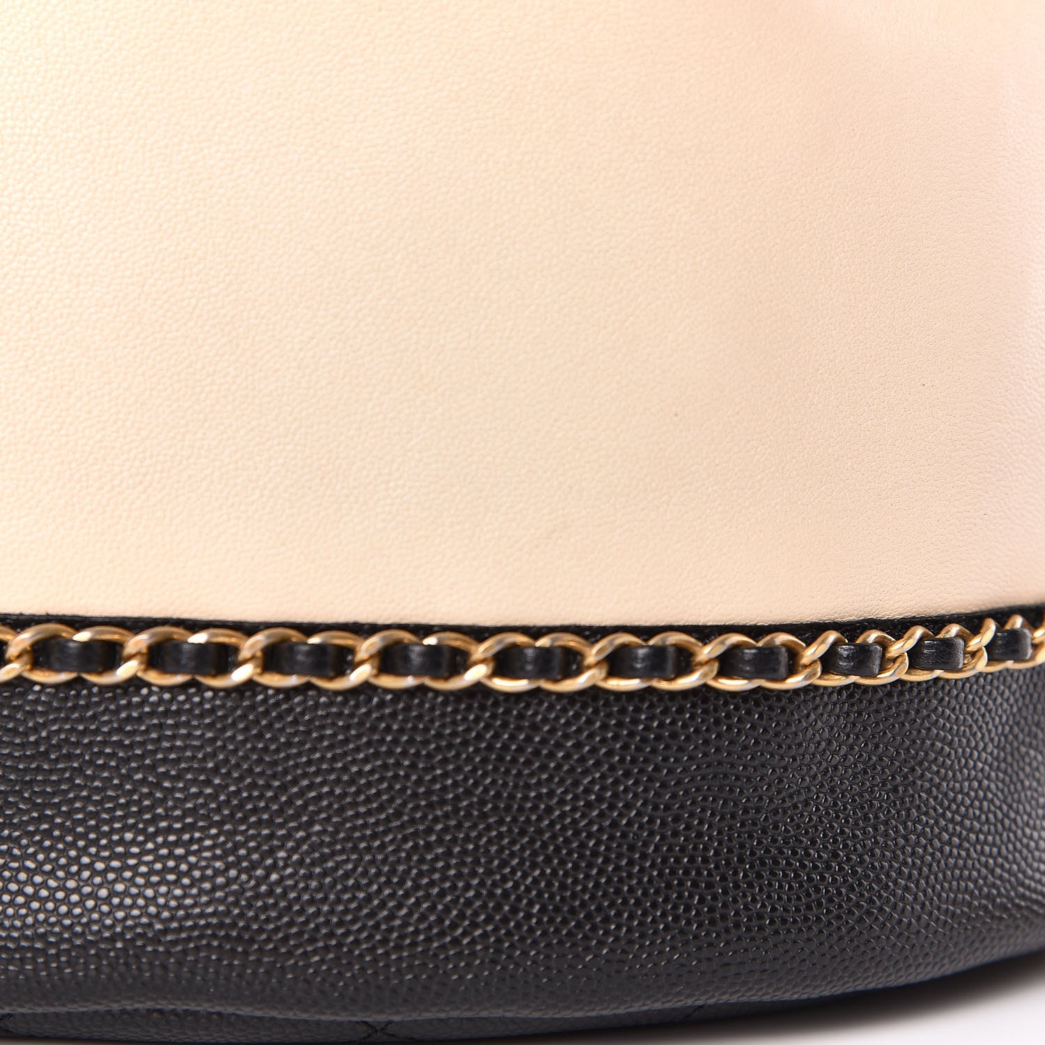 Chanel Lambskin Caviar Lovely Chains Drawstring Bag Beige Black 10 of 16